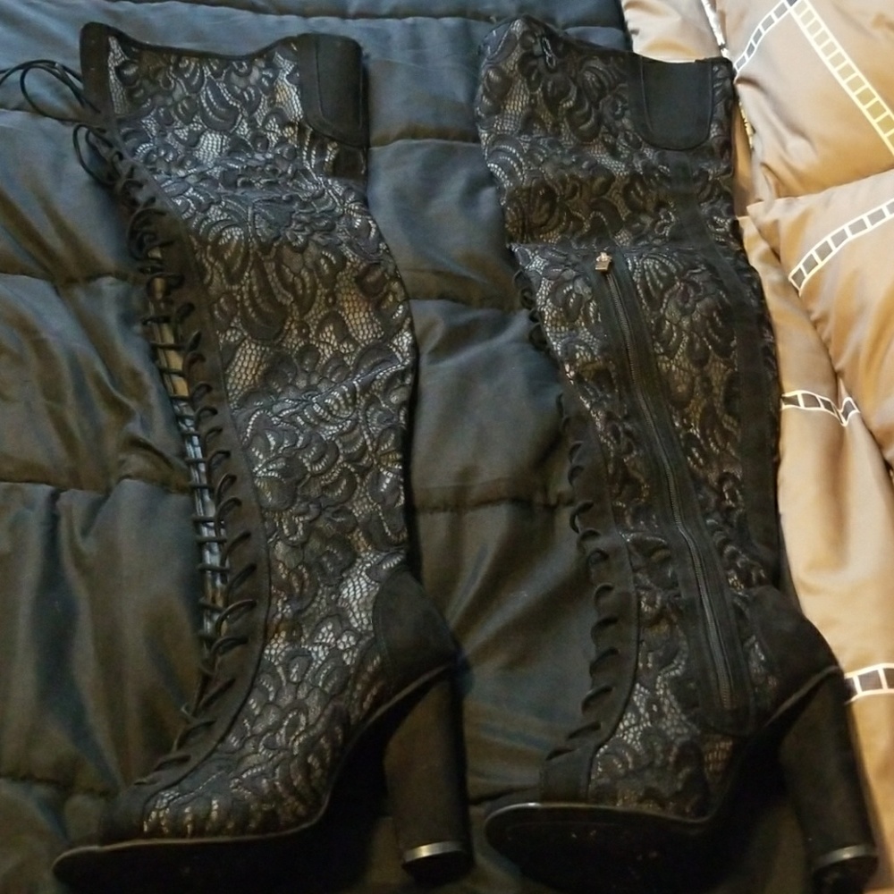 Knee high lace boots